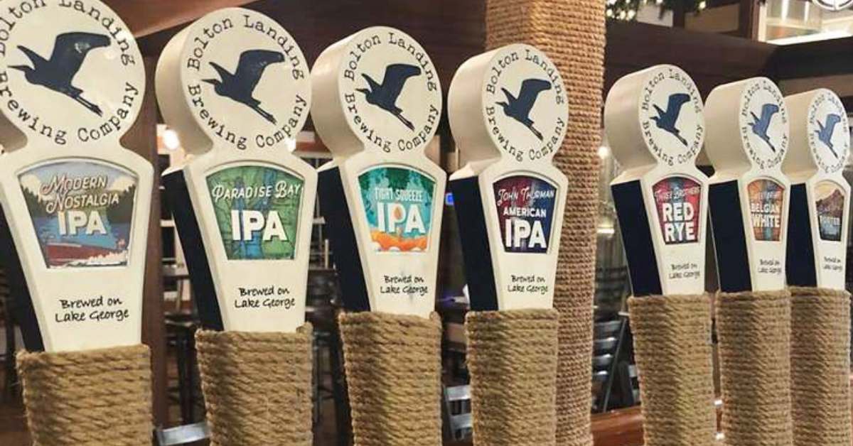 lineup of bolton landing brewing company taps