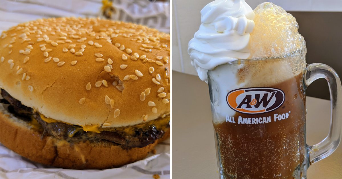 A&W burger and root beer float