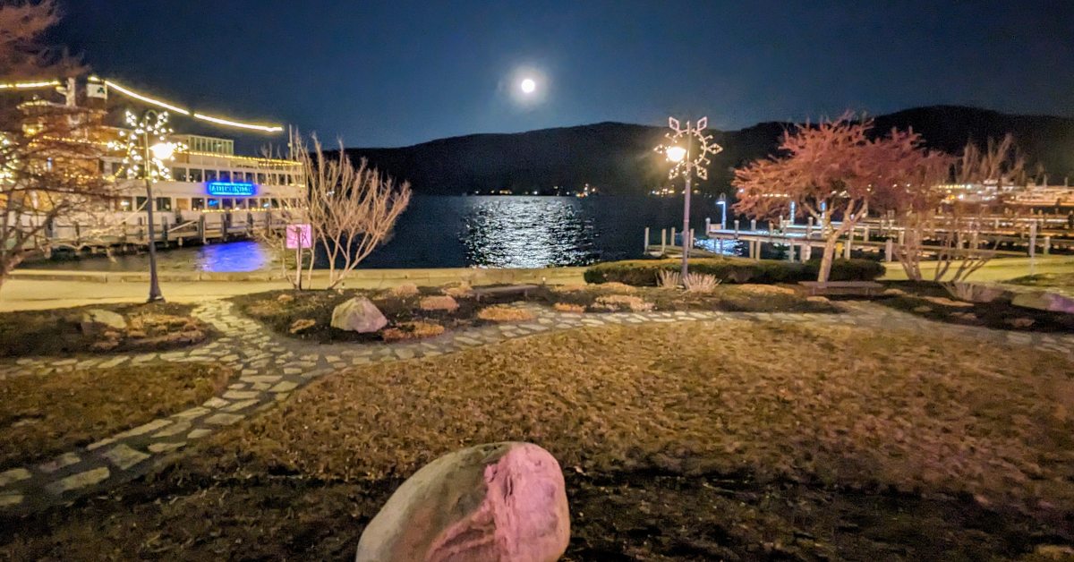 moonlit night in lake george