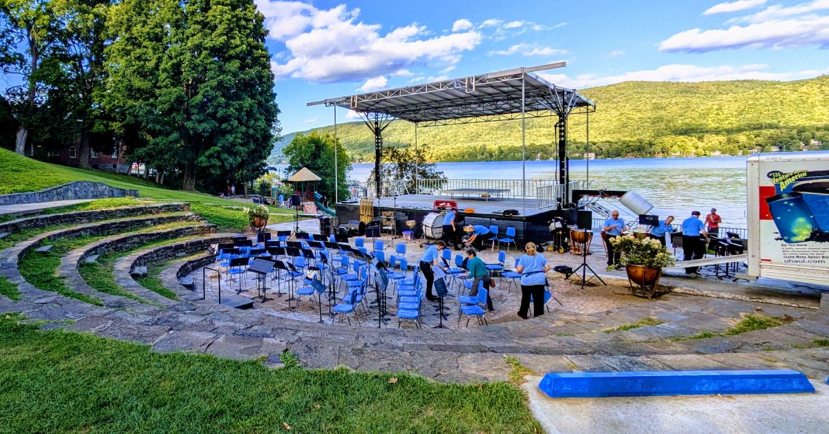 band stage by lake george