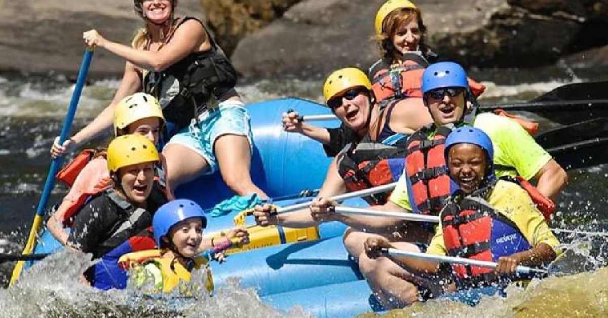 action shot of people on rapids