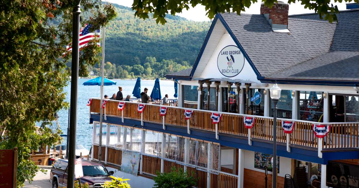 exterior of the lake george beach club