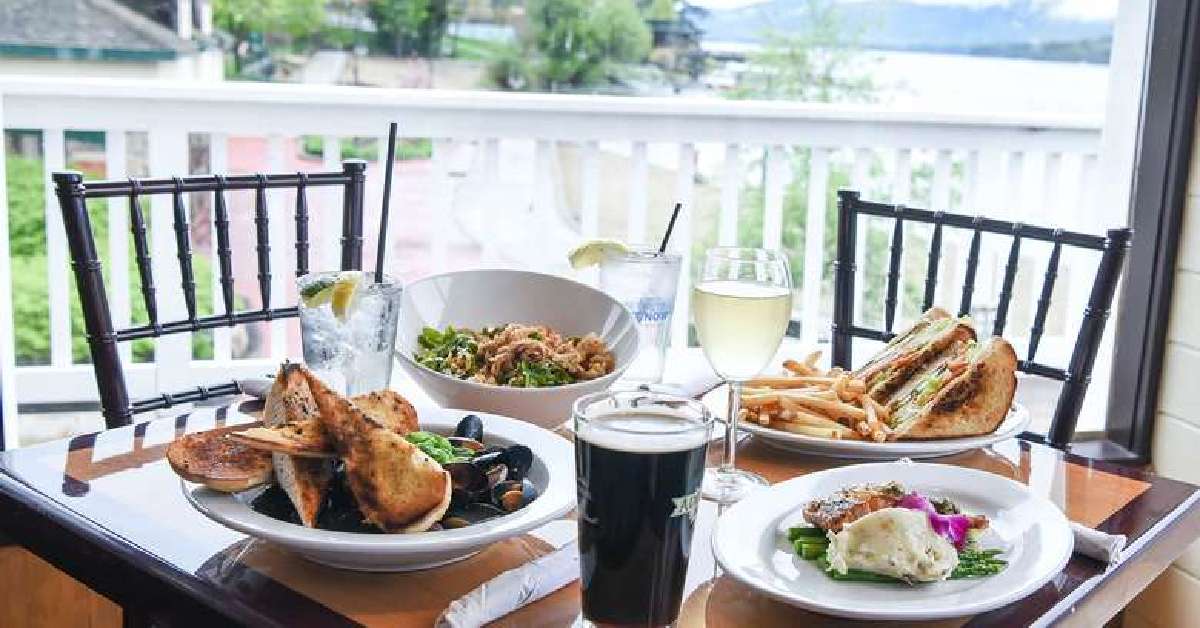 lunch table with food