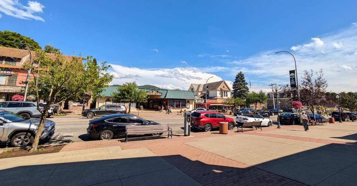 view of lake george village