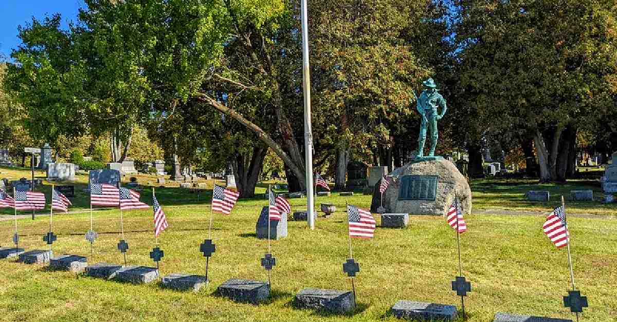 flags in cemetary