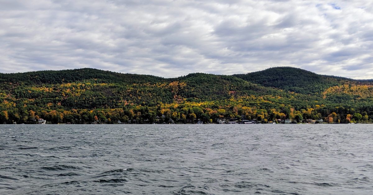 fall foliage by lake george