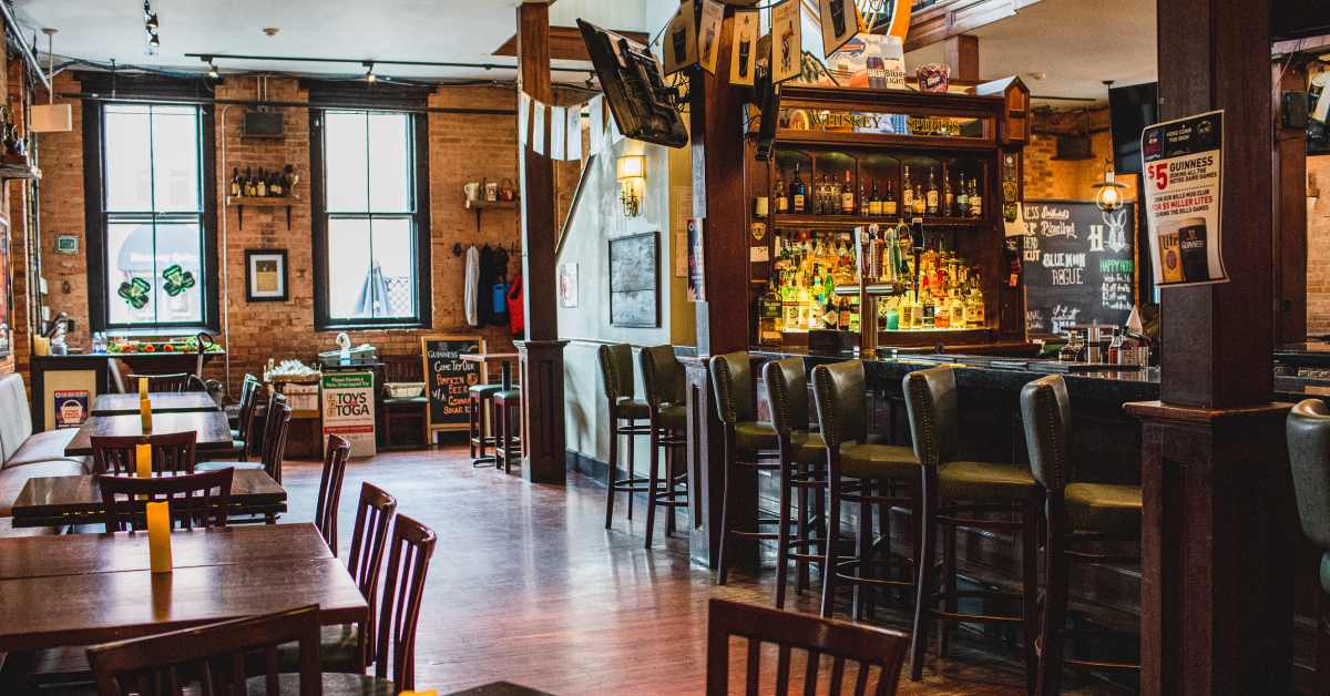 large bar area and table seating