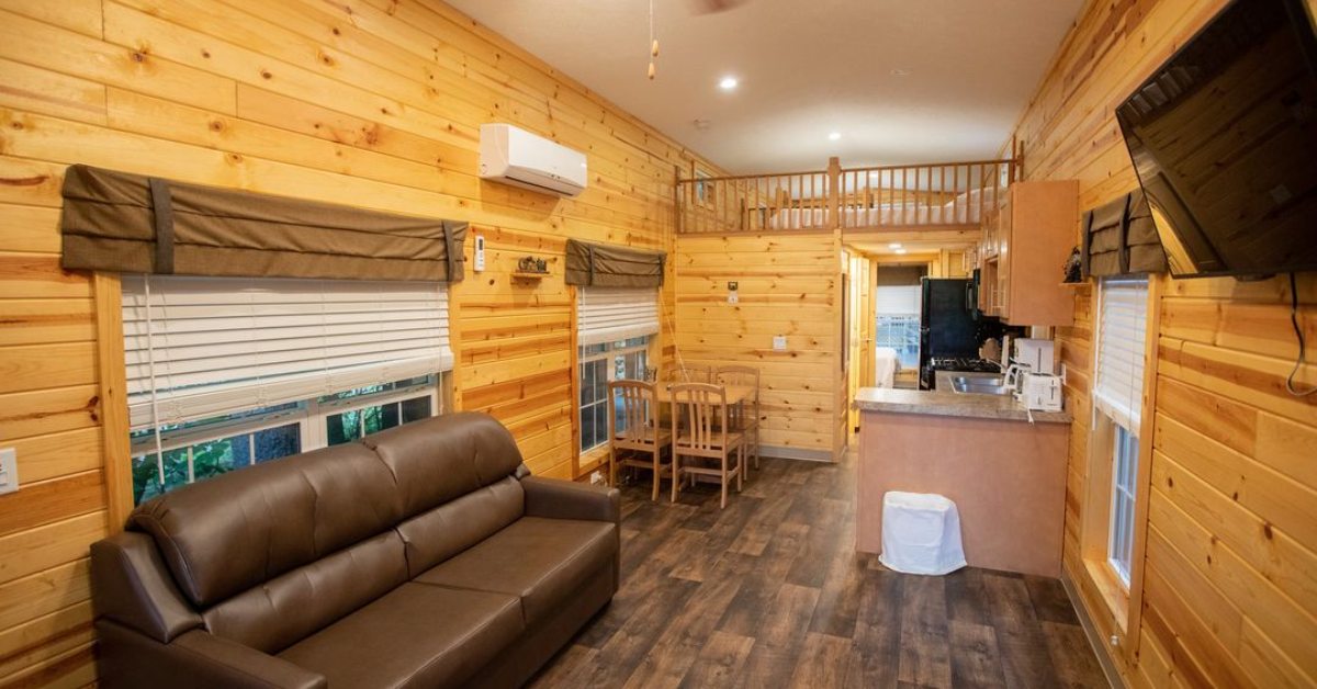 interior of lake george escape cabin