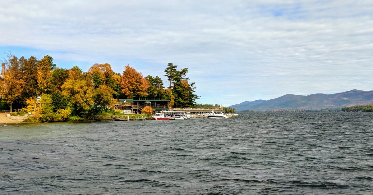 fall foliage by lake george