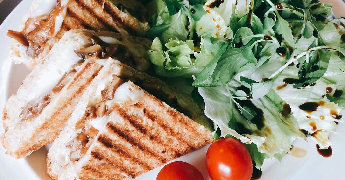 stock photo of sandwich and greens