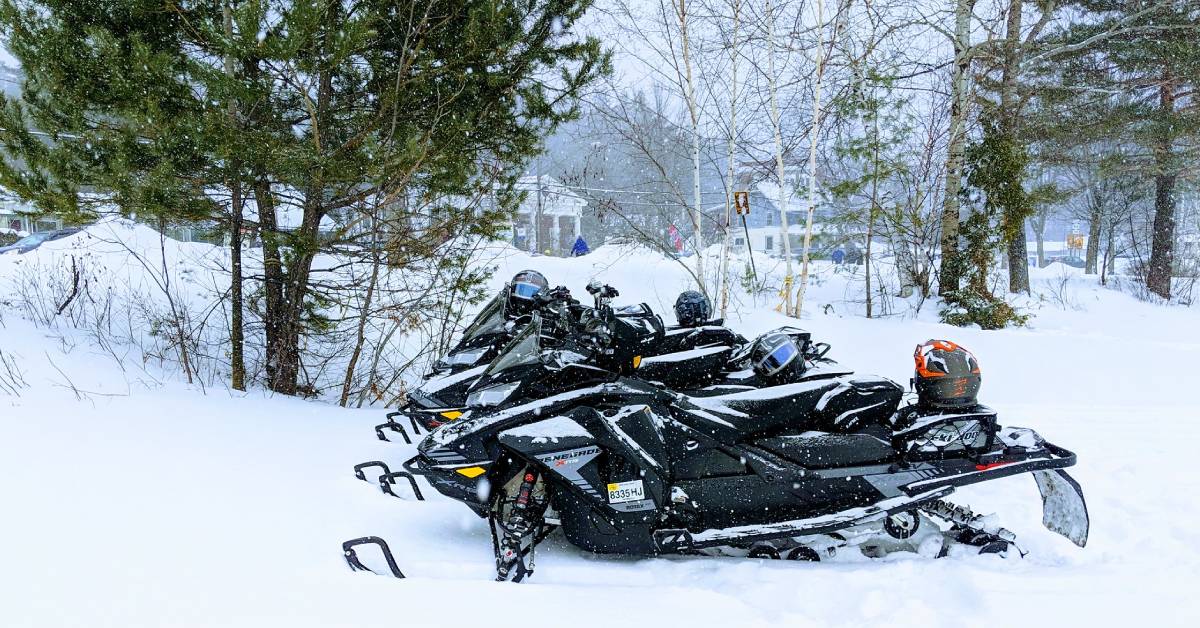 snowmobiles in snow