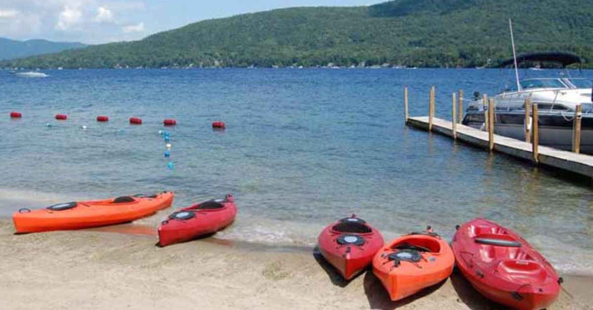 kayaks on a beach