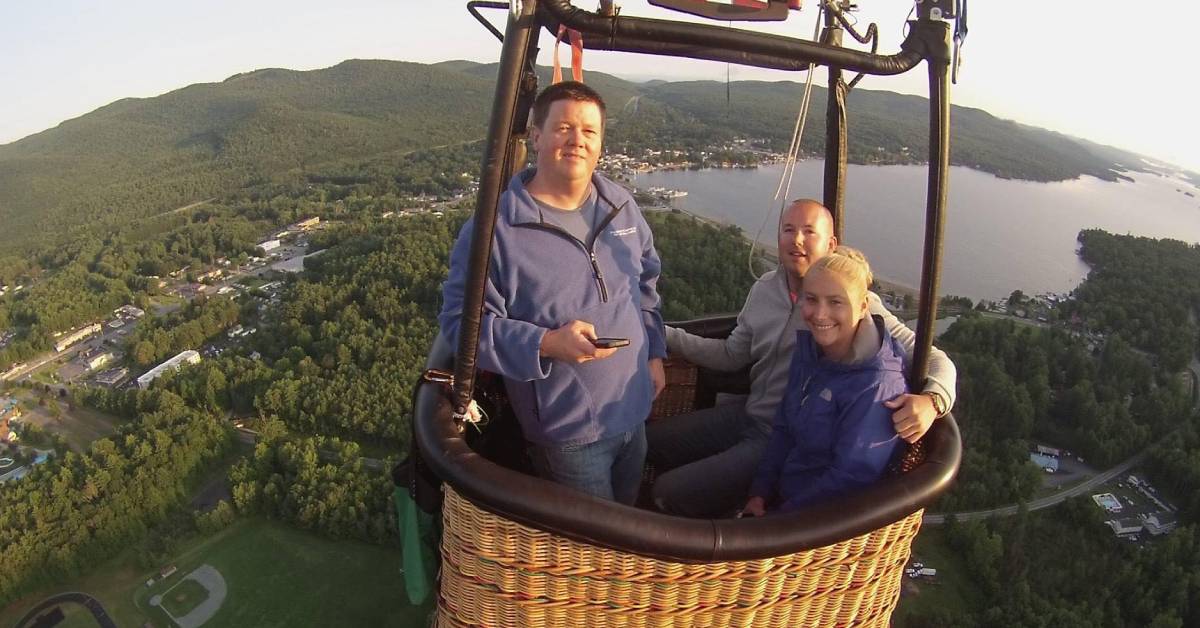 couple on hot air balloon ride