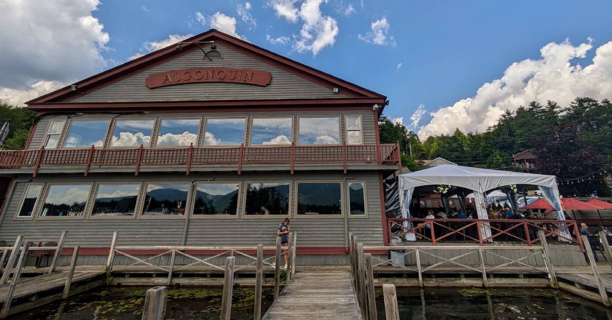 exterior of the algonquin as you're approaching by boat