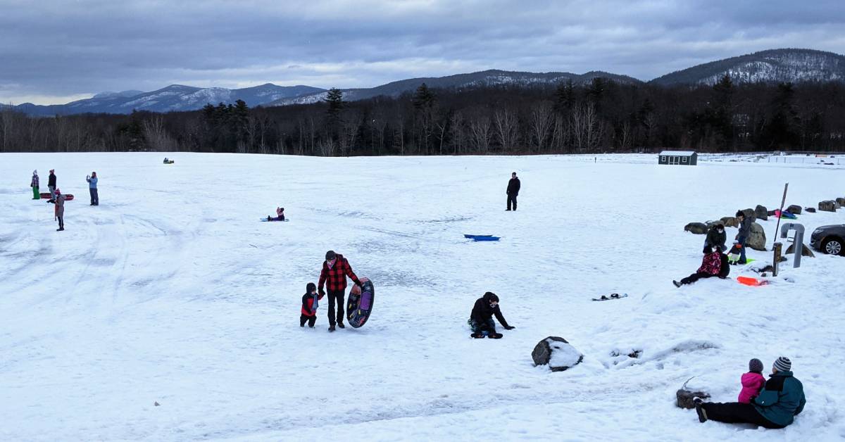 snow tubers at lake george rec center