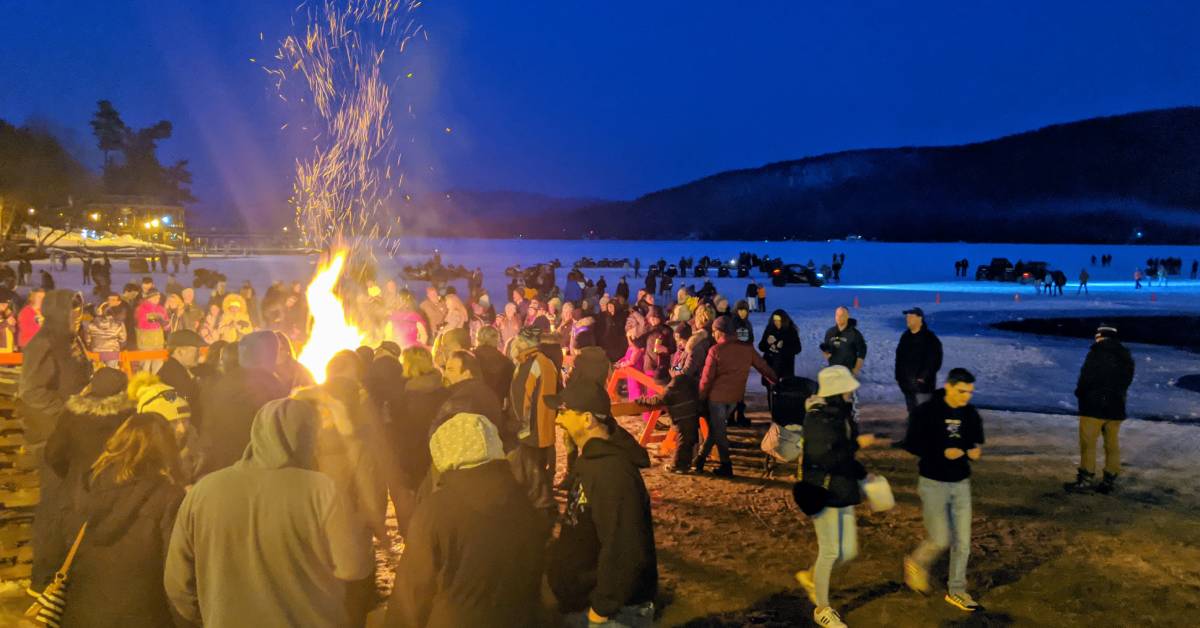 bonfire at lake george winter carnival