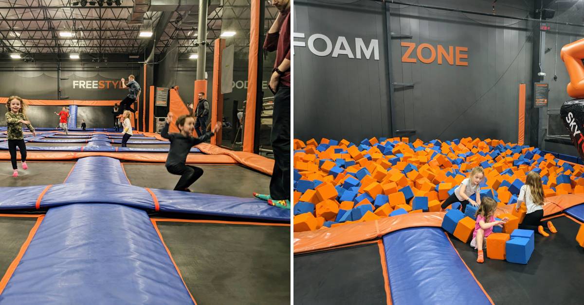 trampolines and foam zone at skyzone