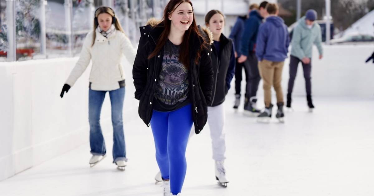 teens ice skating