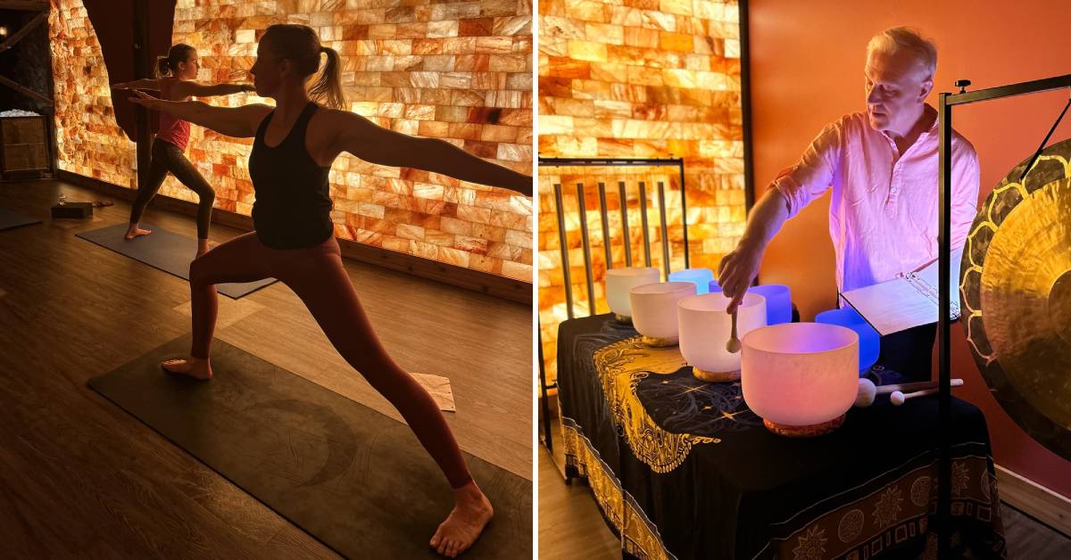 yoga and music in salt cave