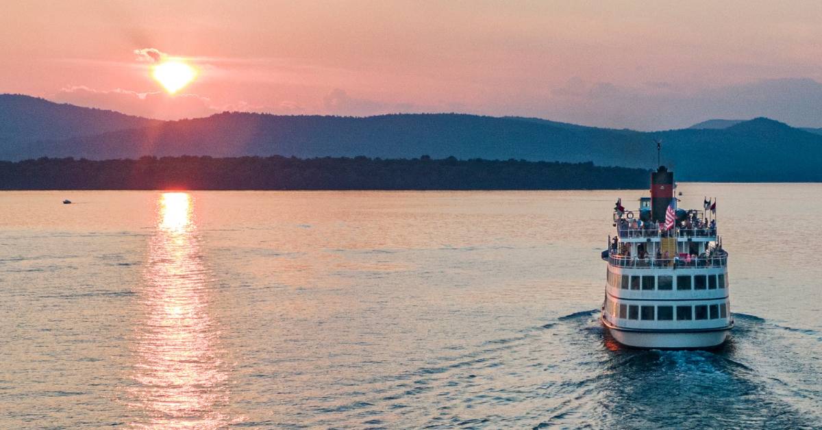 sunset cruise on lake