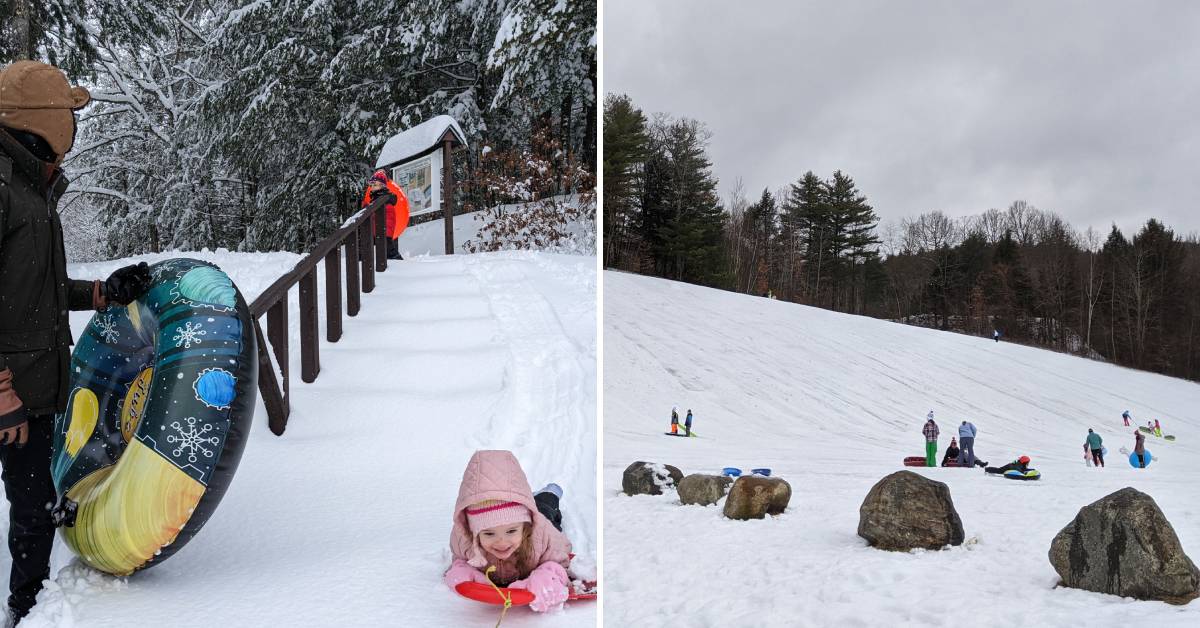 people snow tubing
