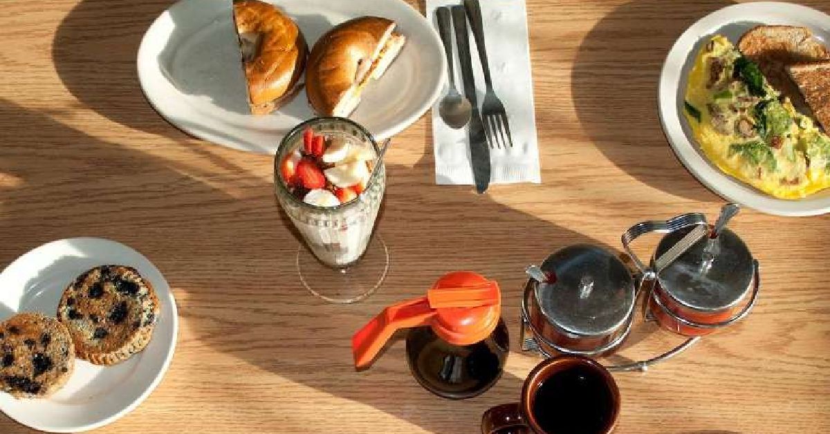 table of food and drinks at Country Corner Cafe