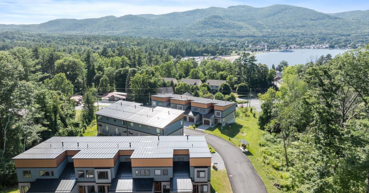 aerial view of lake george townhomes