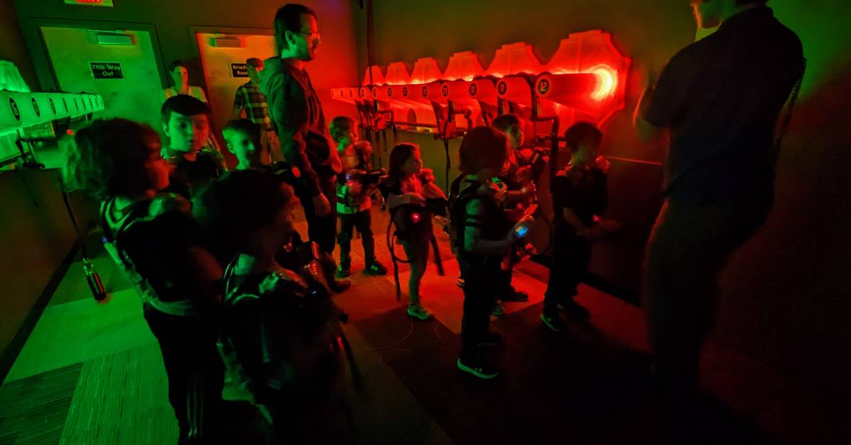 kids getting ready to play laser tag at the fun spot
