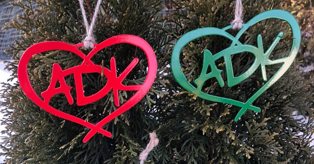 adk heart ornaments on tree