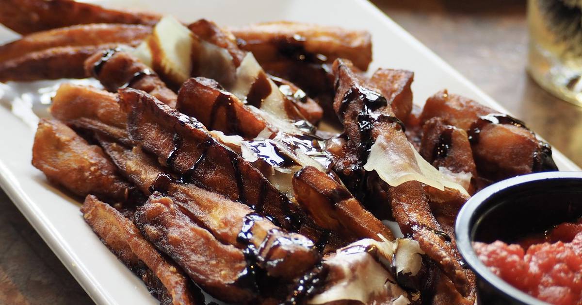 eggplant fries with balsamic drizzle