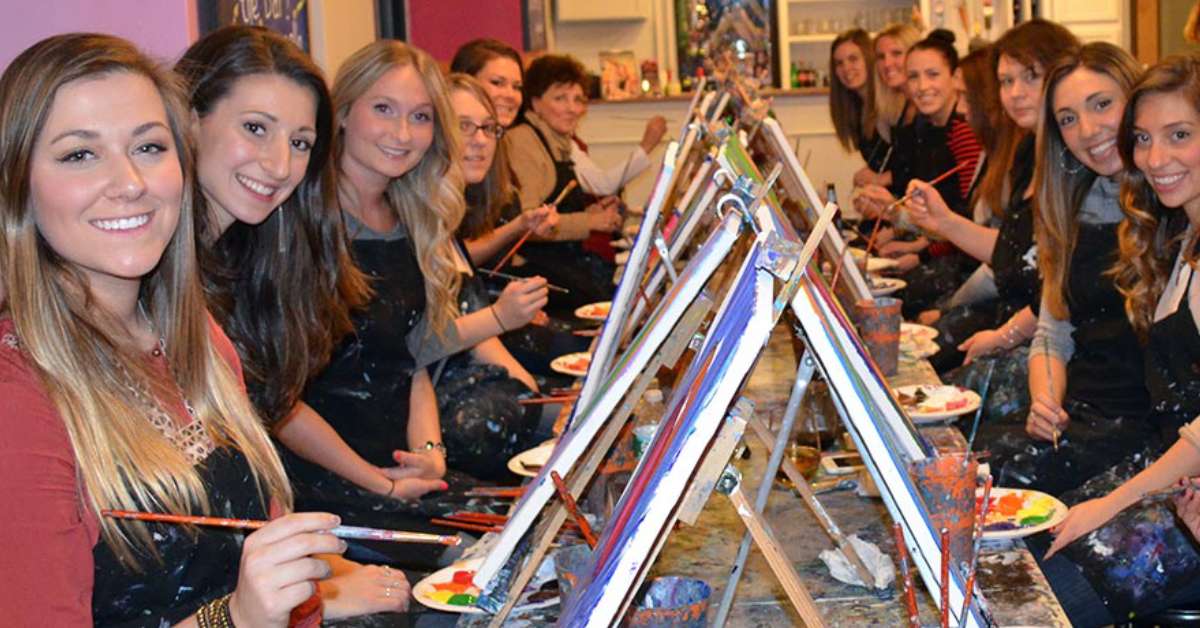 group of people painting
