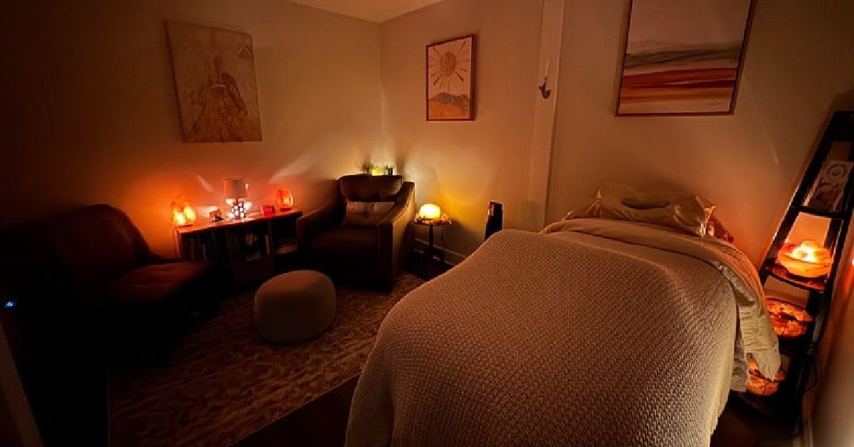 dim lit relaxing reiki room