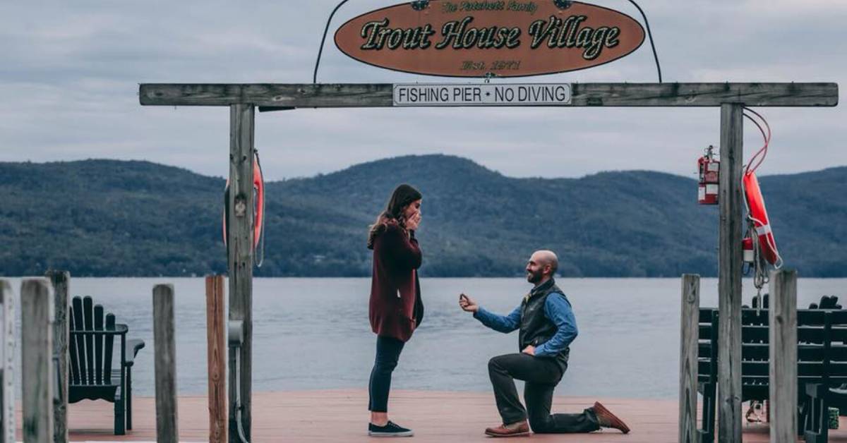 proposal at trout house village dock