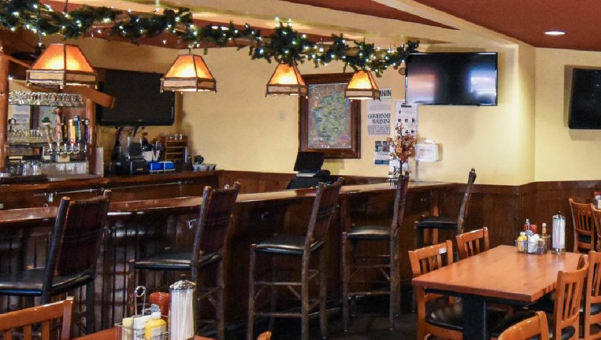 seating area and a bar
