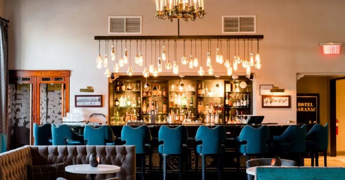 bar seating at an upscale hotel bar