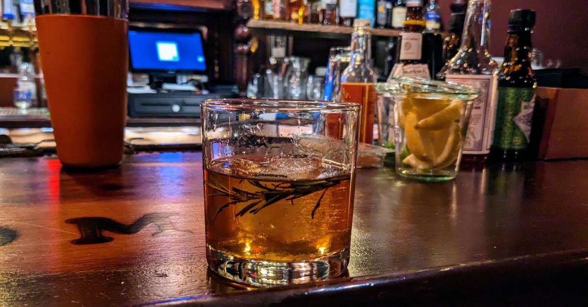 bourbon drink on bar