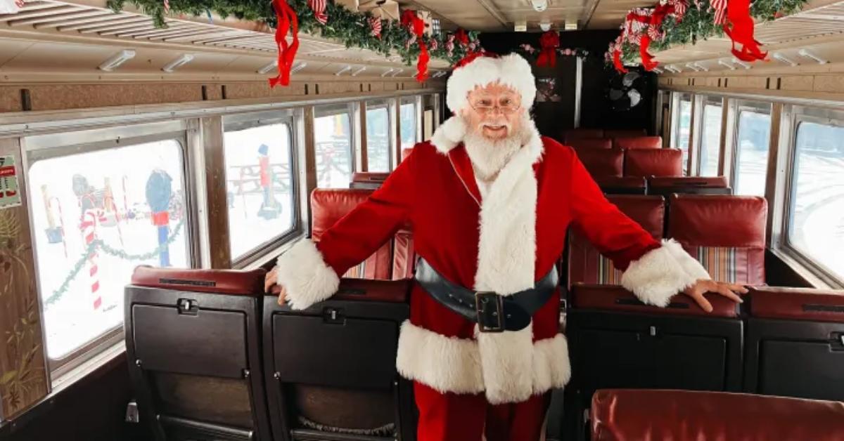 Santa aboard a train