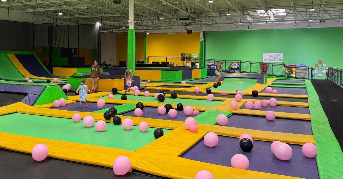 balloons on trampolines