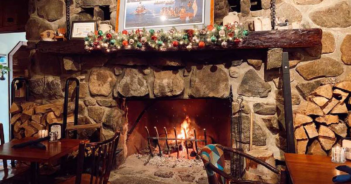 cobblestone fireplace