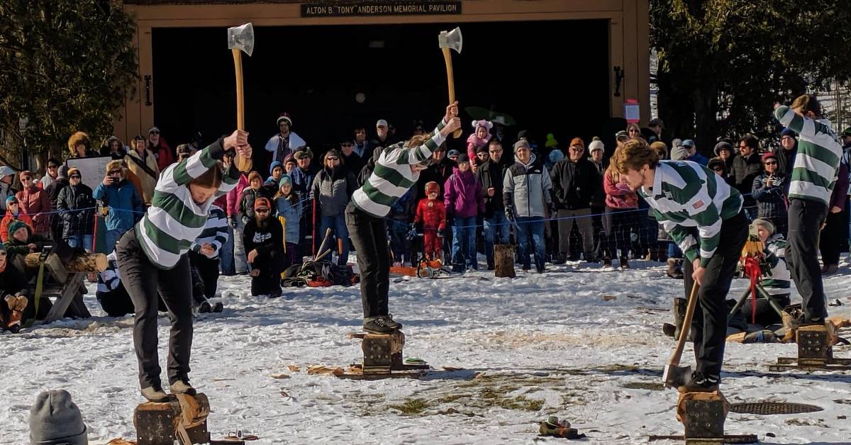 lumberjack competition at winter carnival