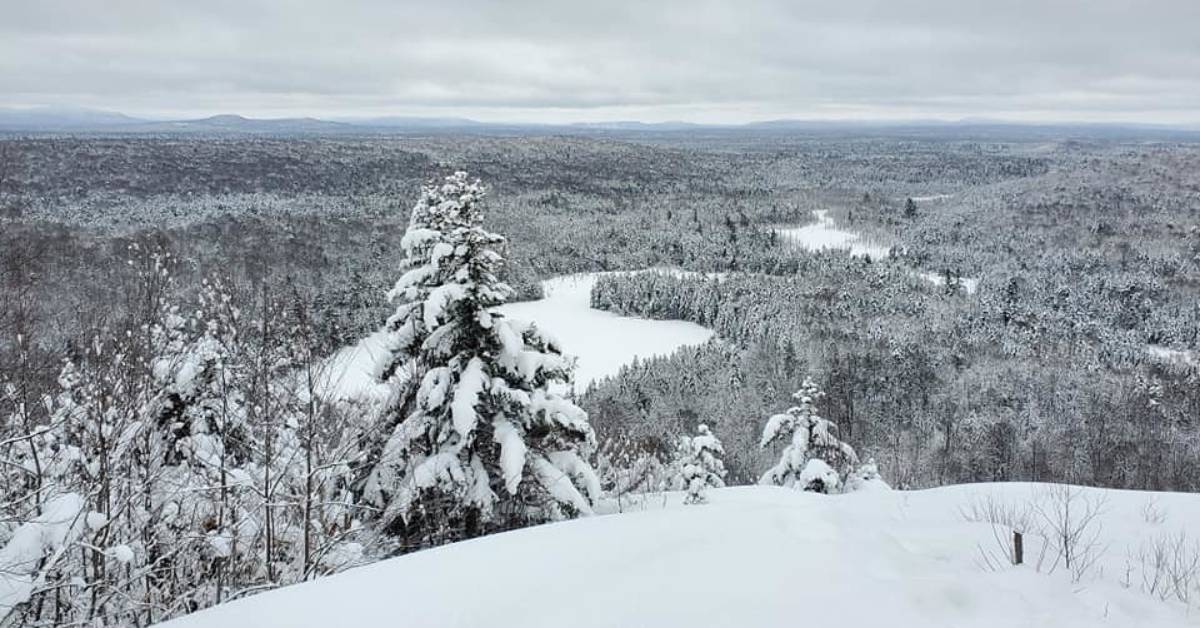 view from mountain summit in winter