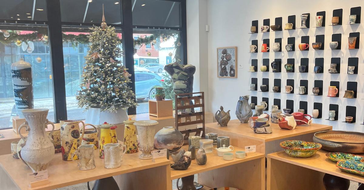 clay products on display in a shop