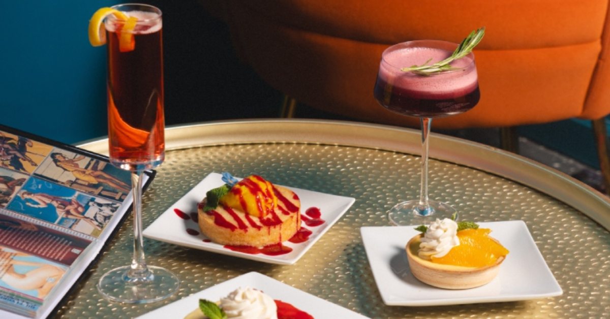 cocktails and desserts on a table