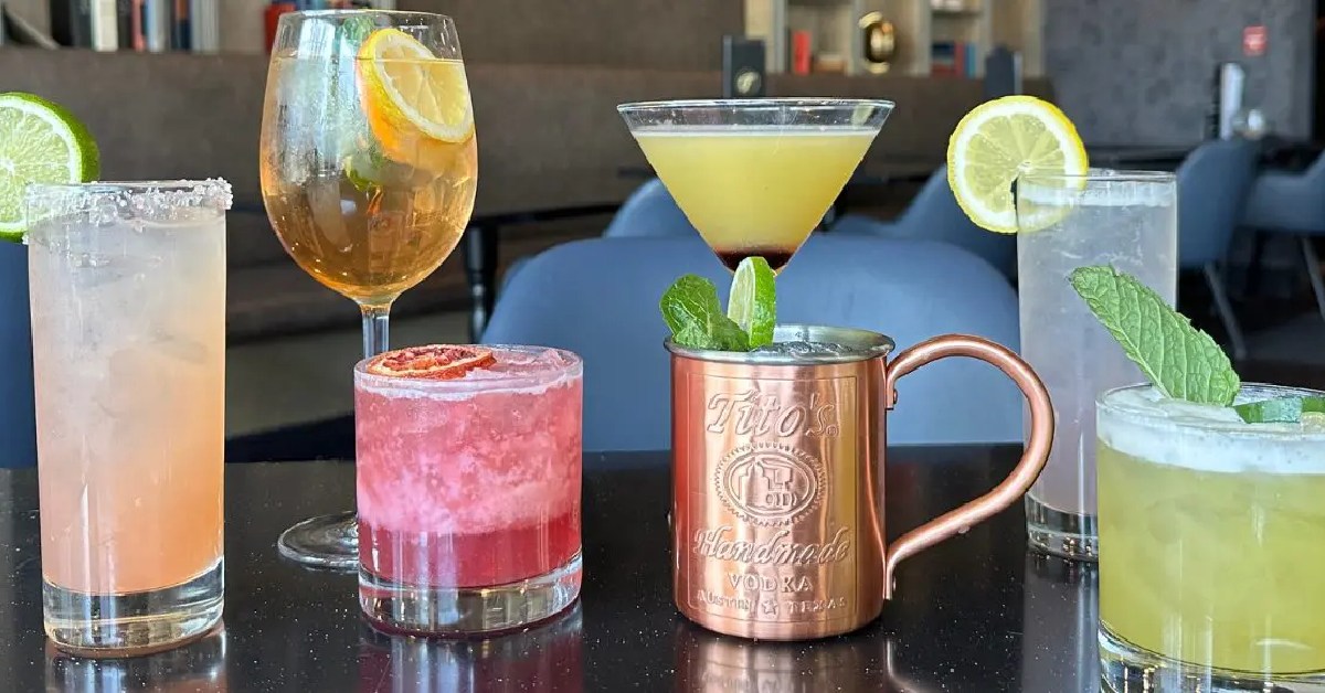 array of cocktails on display