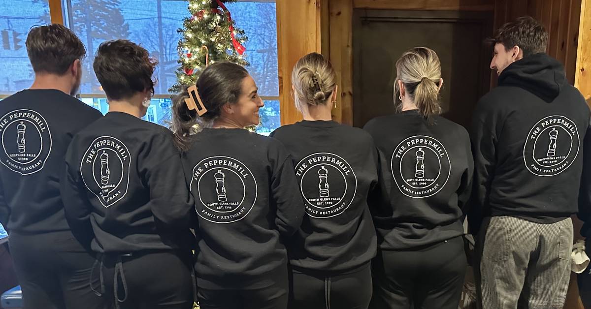 peppermill staff wearing peppermill hoodies