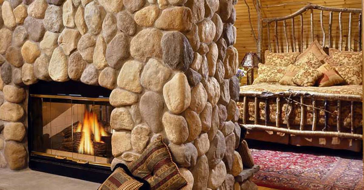 fire in fireplace in bedroom