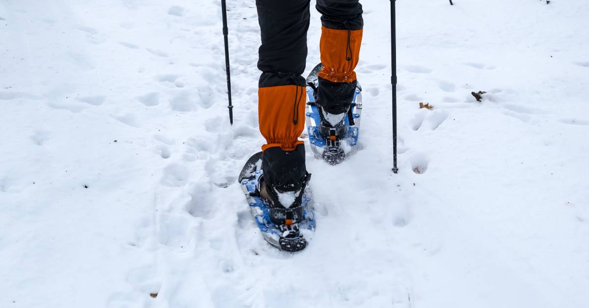 person snowshoeing