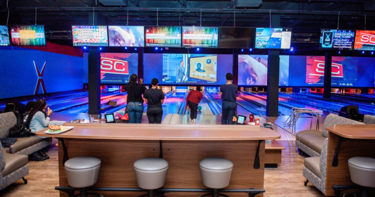 seating area and people bowling