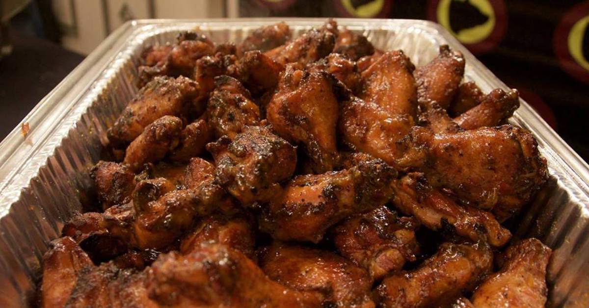 chicken wings in a serving tray