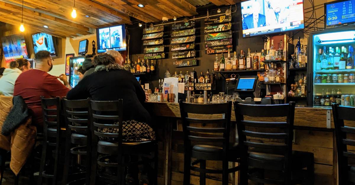 interior of 163 taproom bar area